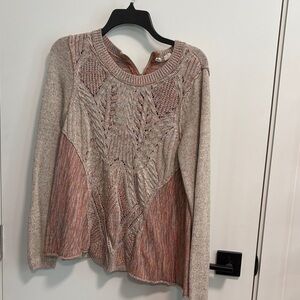 Moth Two-Tone Crewneck Sweater in Taupe & Rose